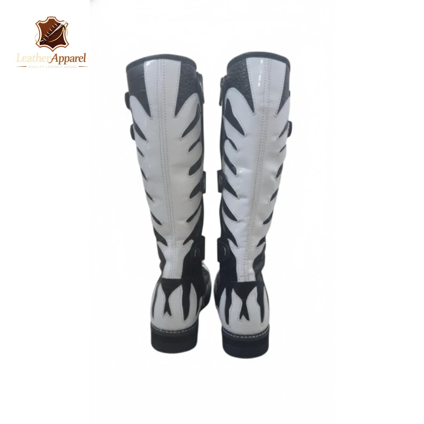 Venom Strike Wrestling Boots – Black & White Flame High Top | Side Strap