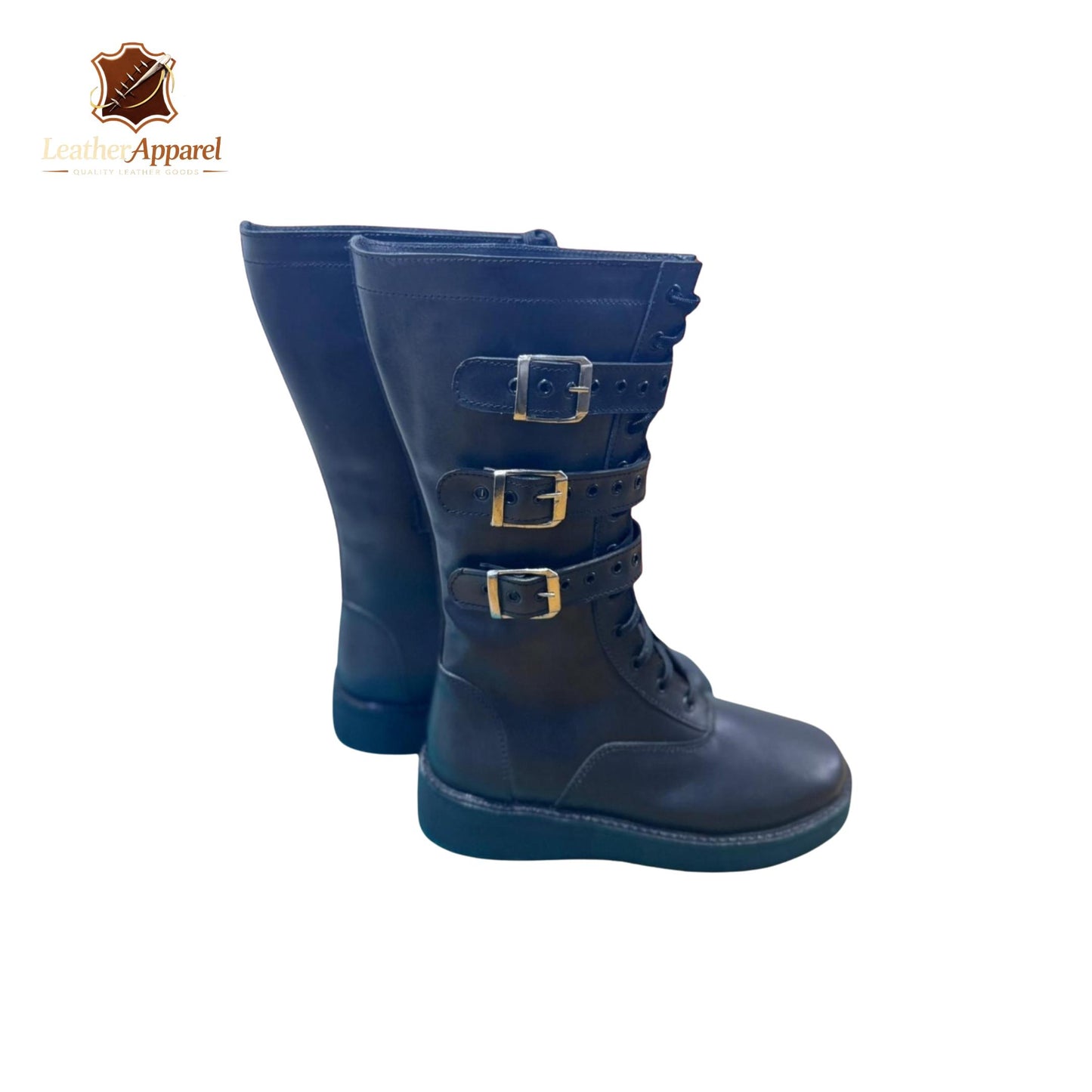 Tactical Combat Wrestling Boots – Knee High Black | Triple Strap Lace Up