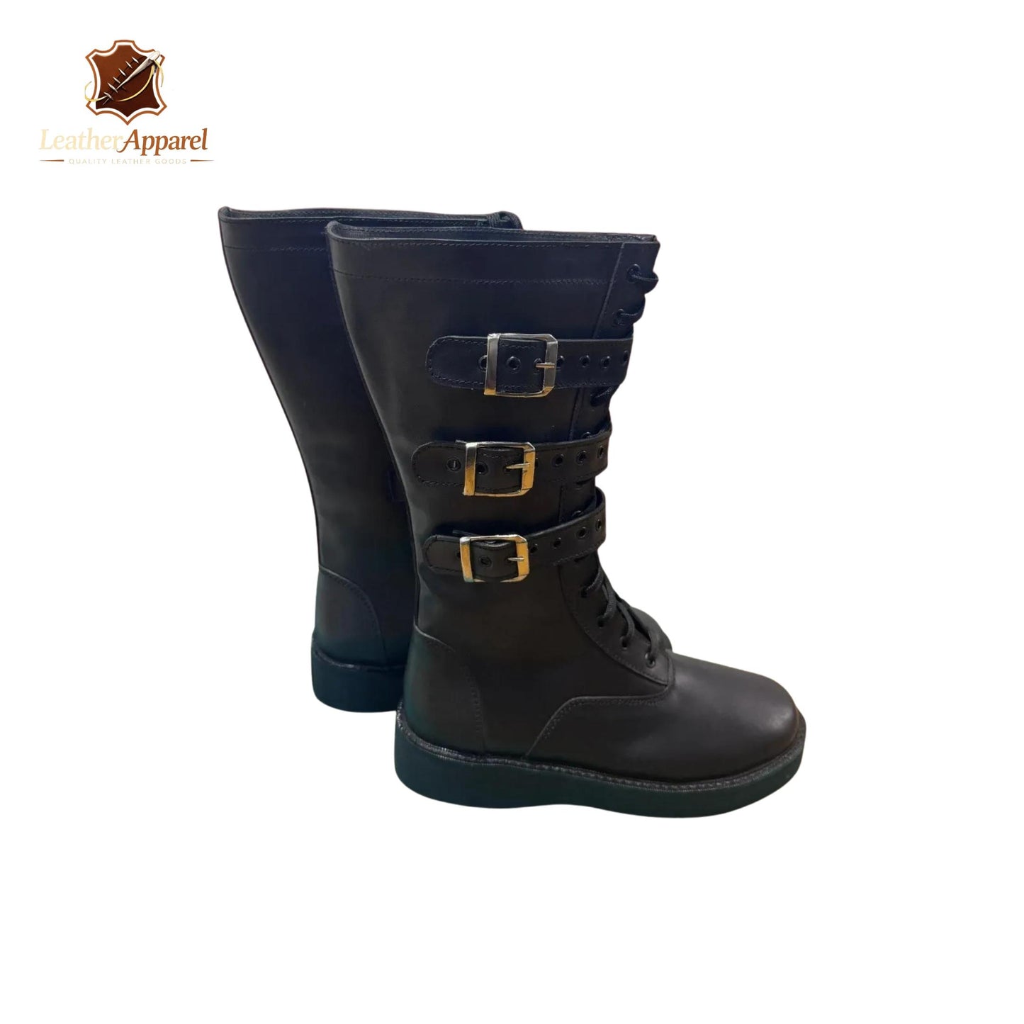 Tactical Combat Wrestling Boots – Knee High Black | Triple Strap Lace Up
