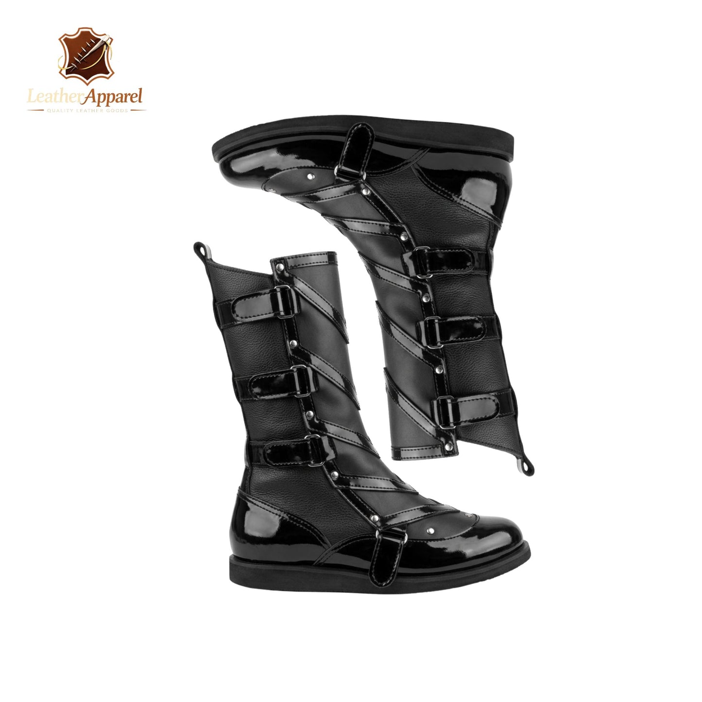 Shadow Enforcer Wrestling Boots – Black Tactical Knee High | Multi-Strap Buckle