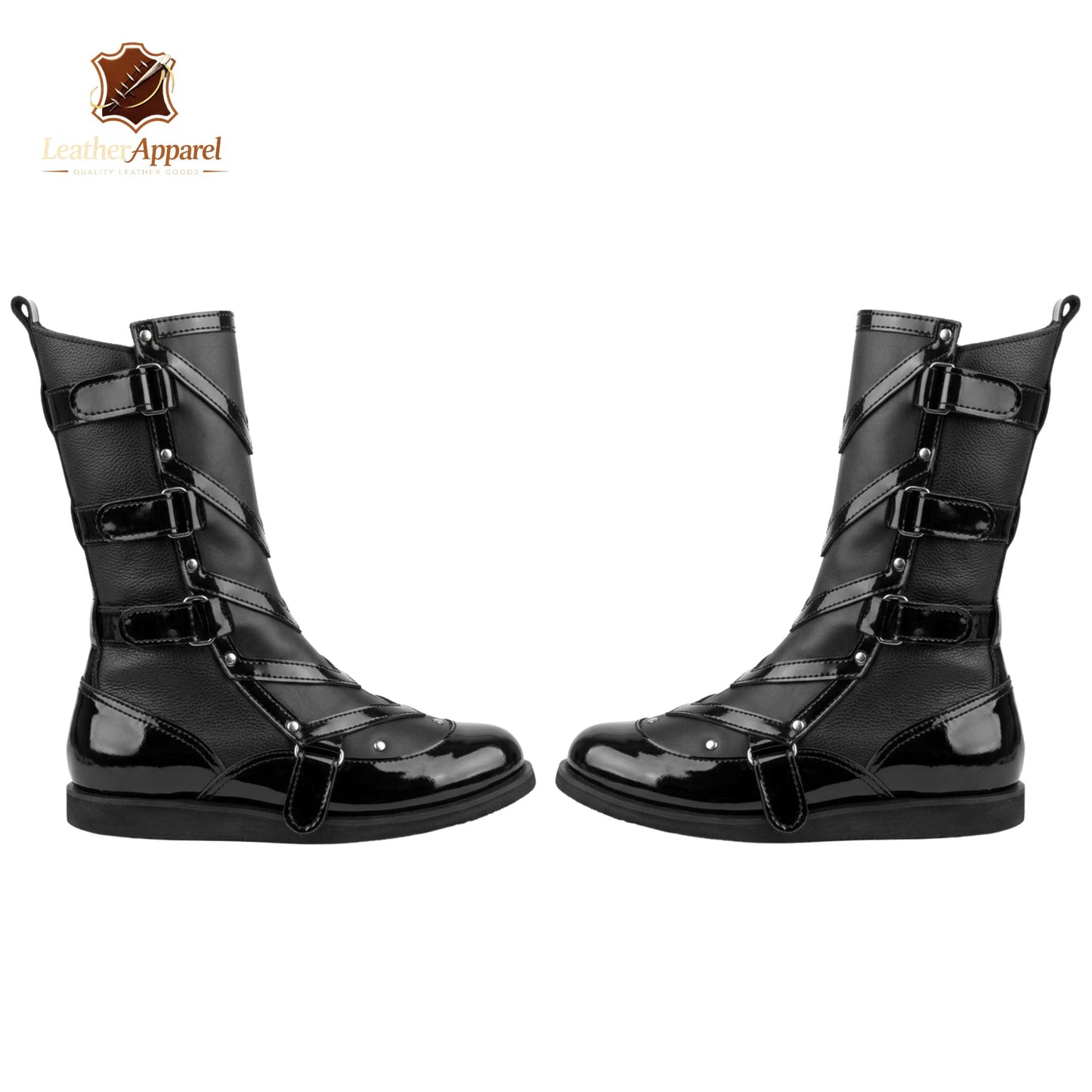 Shadow Enforcer Wrestling Boots – Black Tactical Knee High | Multi-Strap Buckle